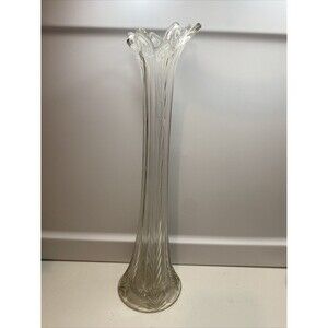 MCM LE Smith Swung Stretch Clear Ribbed Vase - About 15" H -  8 Fingers